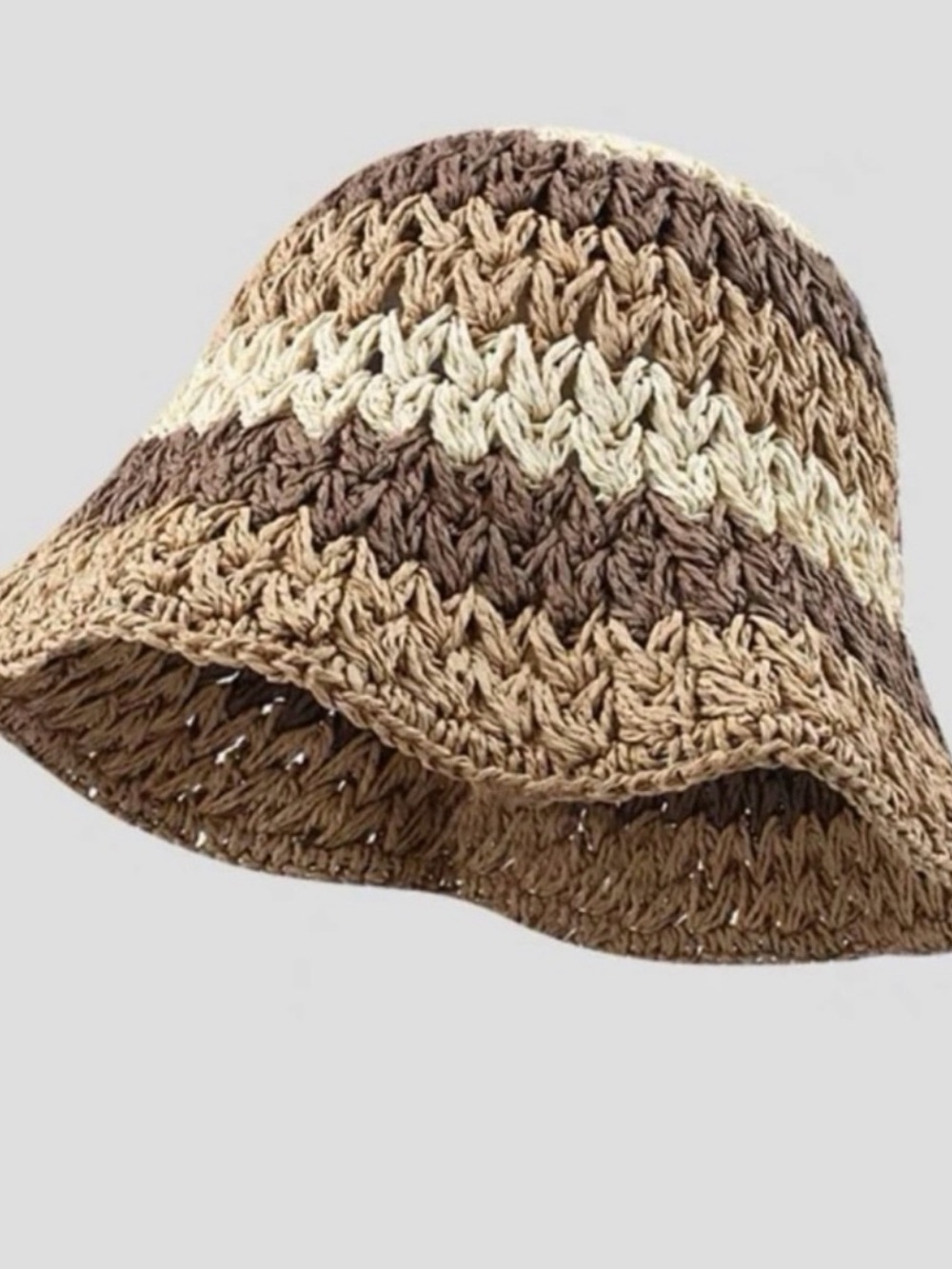 Color‎ Block Striped Straw Bucket Hat